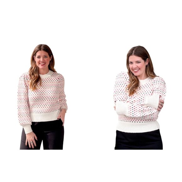 Marine Layer Rainbow Puff Sleeve Crewneck Sweater Large MSRP$178 - Picture 6 of 17